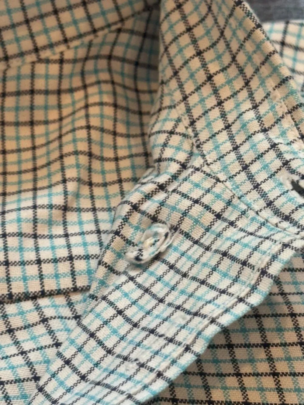 Polo Ralph Lauren Plaid Button Down Shirt Youth XL 18-20 Teal Navy Mens XS EUC